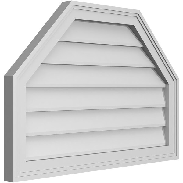 Octagonal Top Surface Mount PVC Gable Vent W/ 2W X 1-1/2P Brickmould Frame, 30W X 20H